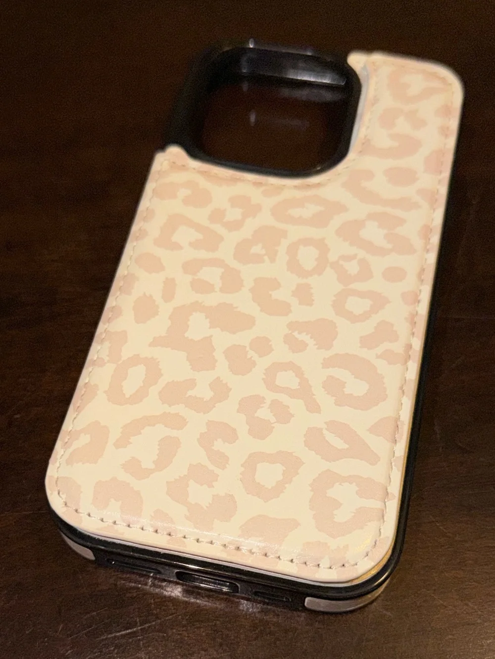 EEUC Premium White Leopard Print Wallet Phone Case with Card Slots